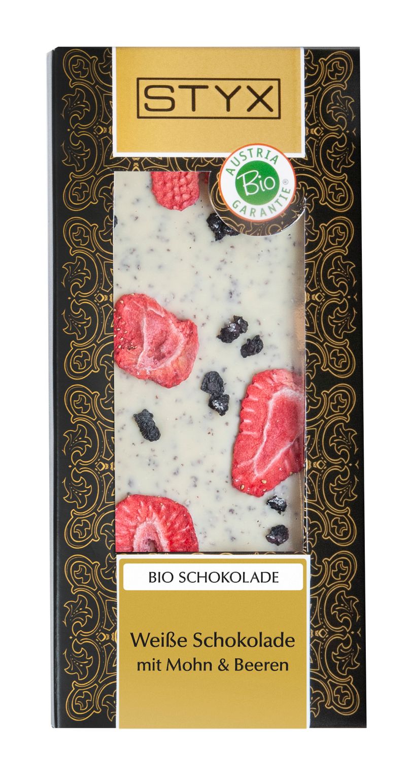 BIO Weisse Schokolade mit Mohn und Beeren 100g