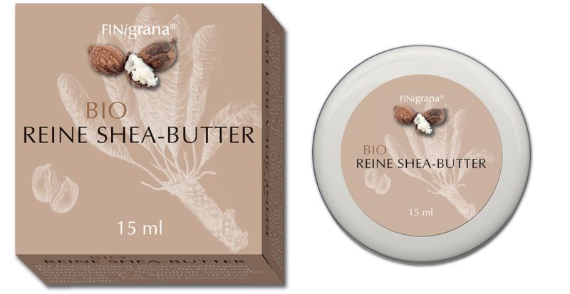 FINigrana® Reine Bio Shea-Butter Körperbutter 15ml im PE Tiegel mit Umkarton
