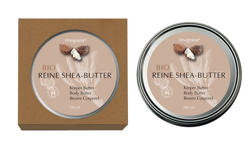 Reine Bio Shea-Butter Körperbutter 100ml in Weißblechdose