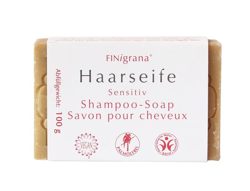 FINigrana Haarseife Sensitiv, mit Schwarzkümmelöl, 100g rechteckig