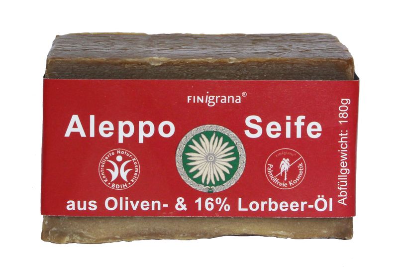 FINigrana Aleppo Oliven Seife & 16% Lorbeeröl, 180g traditionell handgeschnitten